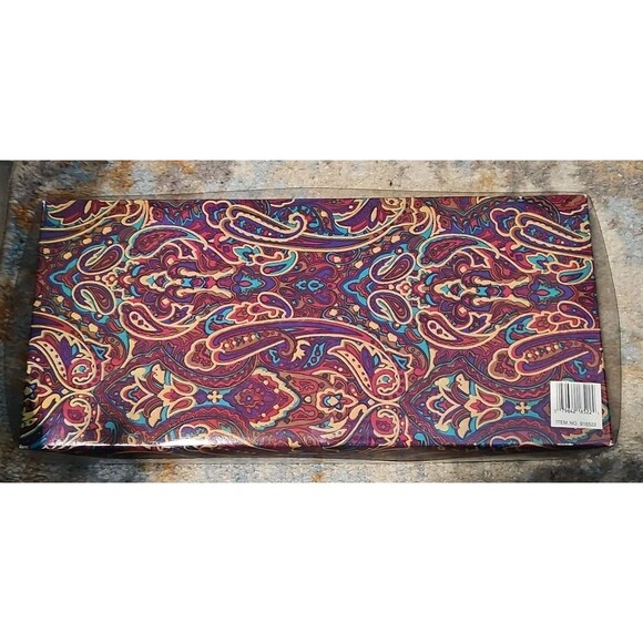 60s 2 Pc Toilertry Cosmetic Bags Travel Case Cloth Purple & Gold Paisley Rare - Picture 2 of 7
